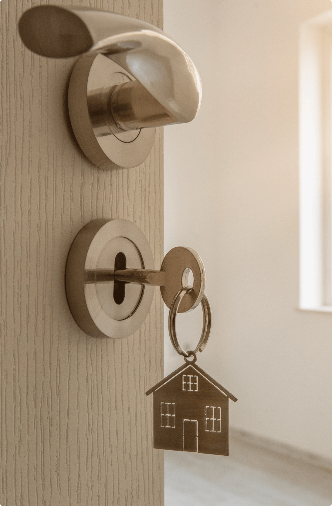 Door lock with key in